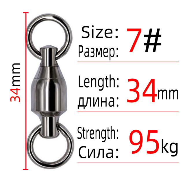 DNDYUJU 50/100pcs Heavy Duty Ball Bearing Fishing Connector Rolling Swivel Stainless Steel Solid Ring Fishing Accessories