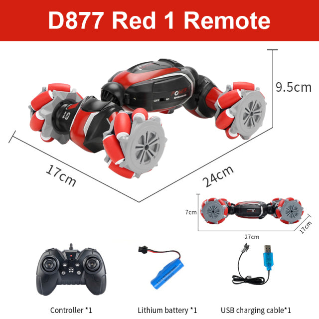 D876 1:16 4WD RC Car Radio Gesture Induction Music Light Twist High Speed Stunt Remote Control off Road Drift Vehicle Car Model