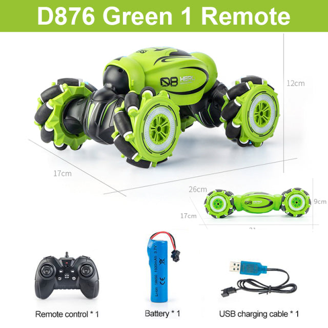 D876 1:16 4WD RC Car Radio Gesture Induction Music Light Twist High Speed Stunt Remote Control off Road Drift Vehicle Car Model
