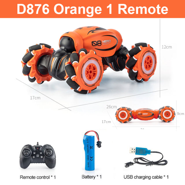 D876 1:16 4WD RC Car Radio Gesture Induction Music Light Twist High Speed Stunt Remote Control off Road Drift Vehicle Car Model