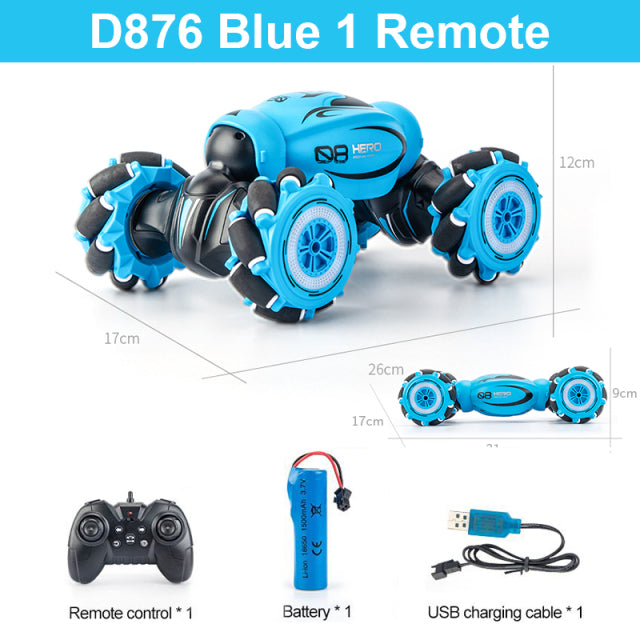 D876 1:16 4WD RC Car Radio Gesture Induction Music Light Twist High Speed Stunt Remote Control off Road Drift Vehicle Car Model