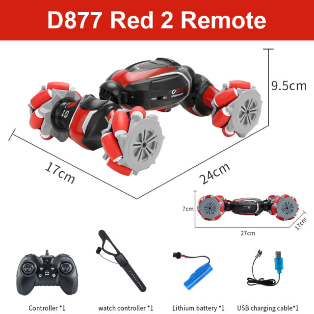 D876 1:16 4WD RC Car Radio Gesture Induction Music Light Twist High Speed Stunt Remote Control off Road Drift Vehicle Car Model