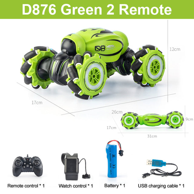 D876 1:16 4WD RC Car Radio Gesture Induction Music Light Twist High Speed Stunt Remote Control off Road Drift Vehicle Car Model