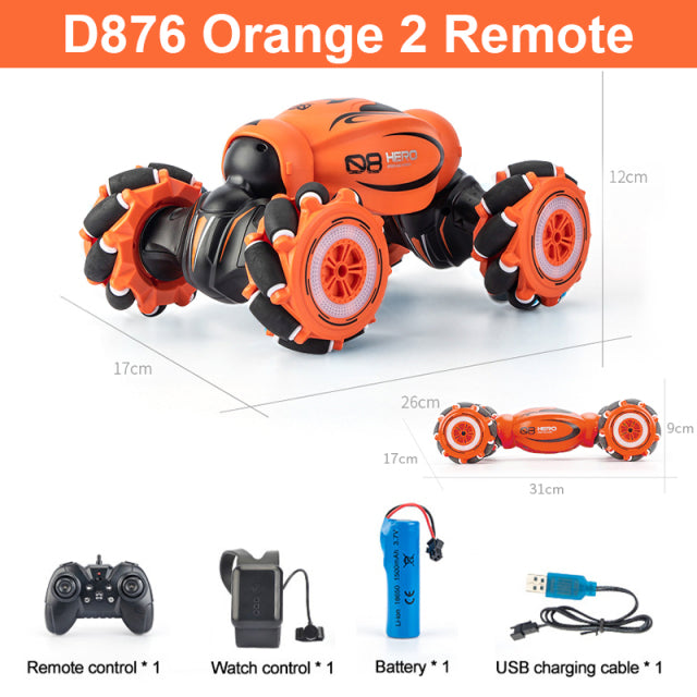 D876 1:16 4WD RC Car Radio Gesture Induction Music Light Twist High Speed Stunt Remote Control off Road Drift Vehicle Car Model