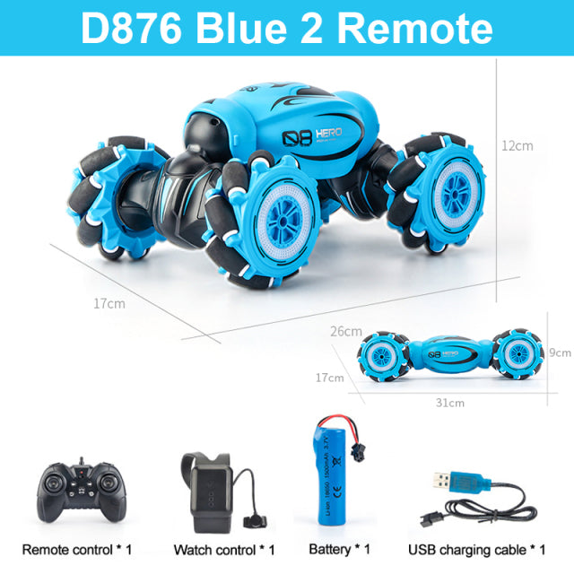 D876 1:16 4WD RC Car Radio Gesture Induction Music Light Twist High Speed Stunt Remote Control off Road Drift Vehicle Car Model