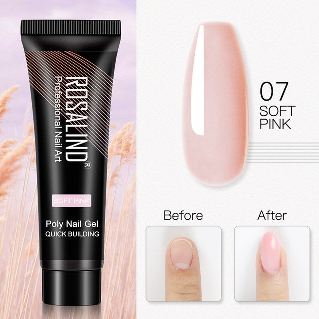 ROSALIND Pure Color Poly Nail Polish Gel Acrylic Extension Semi Permanent Crystal Jelly Art Design Extension Glue 15ML/30ML