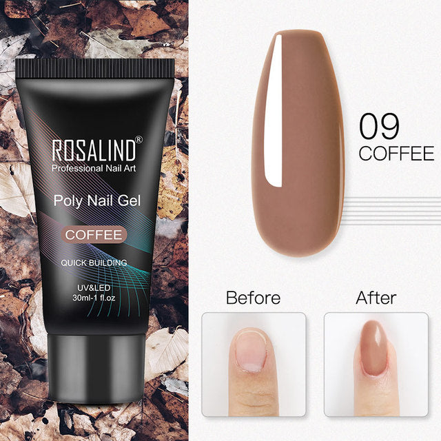 ROSALIND Pure Color Poly Nail Polish Gel Acrylic Extension Semi Permanent Crystal Jelly Art Design Extension Glue 15ML/30ML