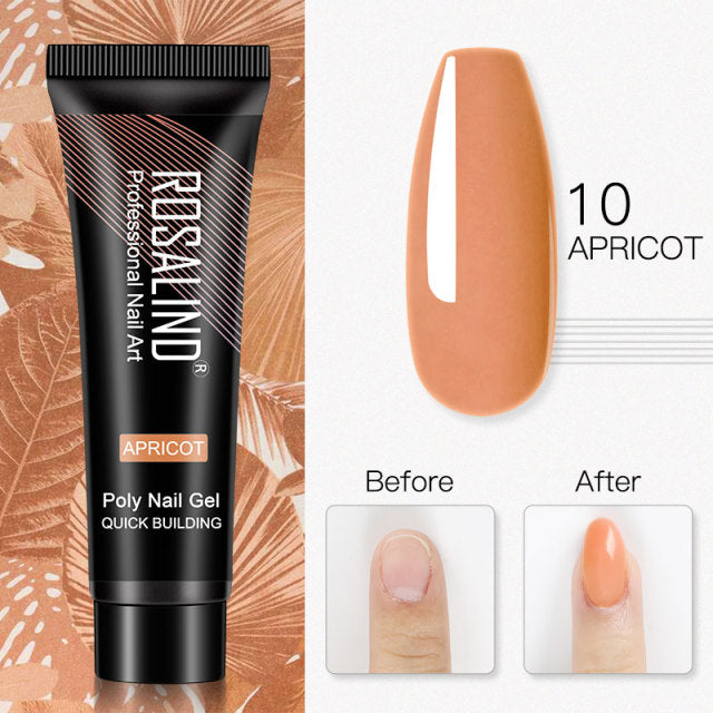 ROSALIND Pure Color Poly Nail Polish Gel Acrylic Extension Semi Permanent Crystal Jelly Art Design Extension Glue 15ML/30ML