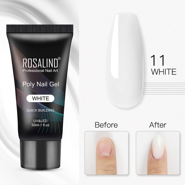 ROSALIND Pure Color Poly Nail Polish Gel Acrylic Extension Semi Permanent Crystal Jelly Art Design Extension Glue 15ML/30ML