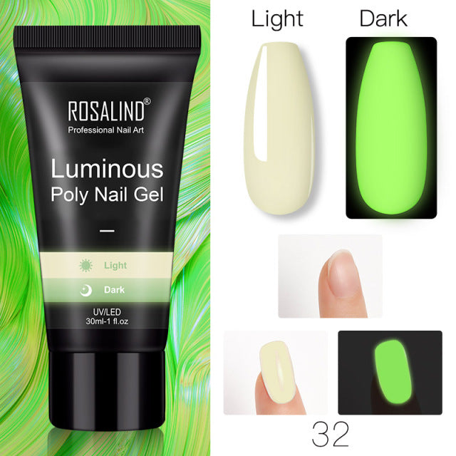 ROSALIND Pure Color Poly Nail Polish Gel Acrylic Extension Semi Permanent Crystal Jelly Art Design Extension Glue 15ML/30ML