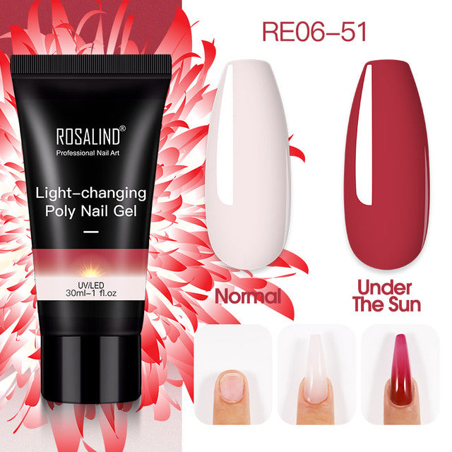 ROSALIND Pure Color Poly Nail Polish Gel Acrylic Extension Semi Permanent Crystal Jelly Art Design Extension Glue 15ML/30ML