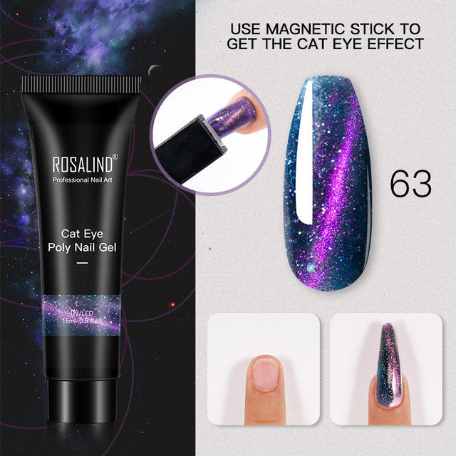 ROSALIND Pure Color Poly Nail Polish Gel Acrylic Extension Semi Permanent Crystal Jelly Art Design Extension Glue 15ML/30ML