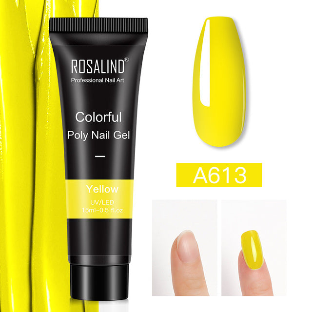 ROSALIND Pure Color Poly Nail Polish Gel Acrylic Extension Semi Permanent Crystal Jelly Art Design Extension Glue 15ML/30ML