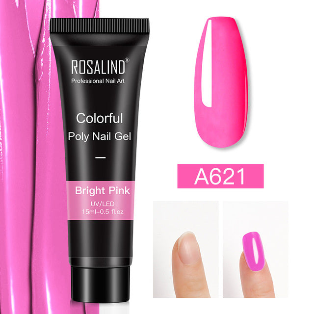 ROSALIND Pure Color Poly Nail Polish Gel Acrylic Extension Semi Permanent Crystal Jelly Art Design Extension Glue 15ML/30ML