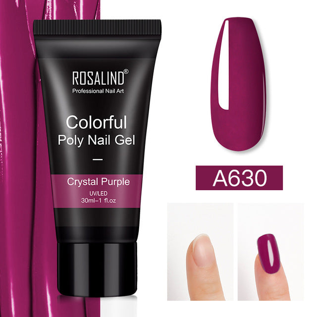ROSALIND Pure Color Poly Nail Polish Gel Acrylic Extension Semi Permanent Crystal Jelly Art Design Extension Glue 15ML/30ML