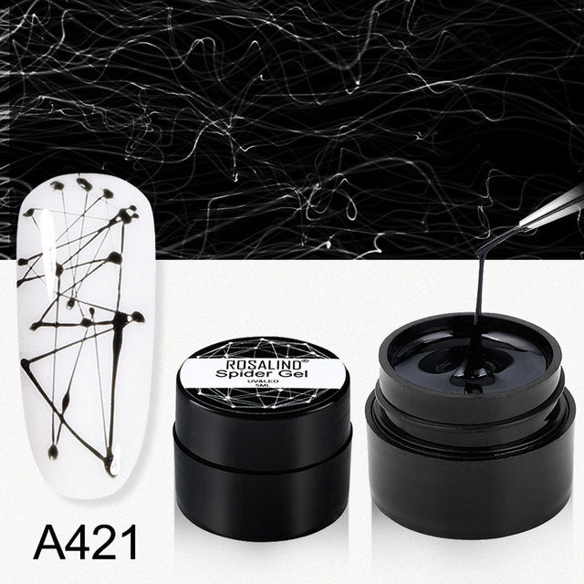 ROSALIND Spider Line Nail Polish Gel Spider UV Paint Gel Hybrid Varnishes Luminous Web Stickers Soak Off Top Coat For Manicure