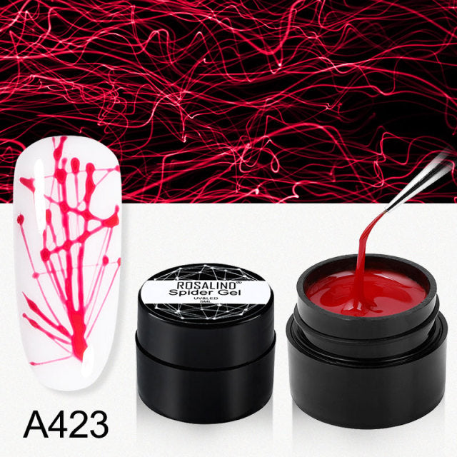 ROSALIND Spider Line Nail Polish Gel Spider UV Paint Gel Hybrid Varnishes Luminous Web Stickers Soak Off Top Coat For Manicure