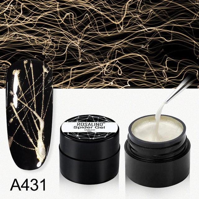 ROSALIND Spider Line Nail Polish Gel Spider UV Paint Gel Hybrid Varnishes Luminous Web Stickers Soak Off Top Coat For Manicure