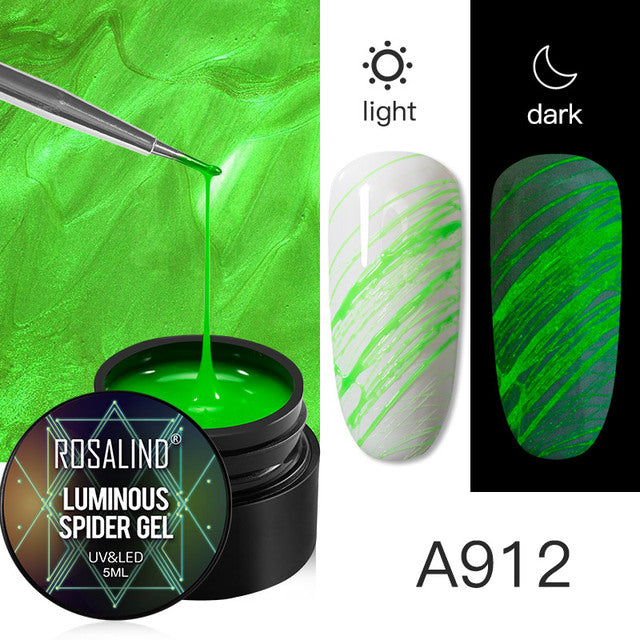 ROSALIND Spider Line Nail Polish Gel Spider UV Paint Gel Hybrid Varnishes Luminous Web Stickers Soak Off Top Coat For Manicure