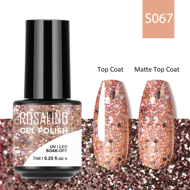 ROSALIND 7ML Gel Nail Polish Colorful Glitter UV Nail Gel Vernis Semi Permanent Gel For Manicure Soak off Varnishes Nail Art