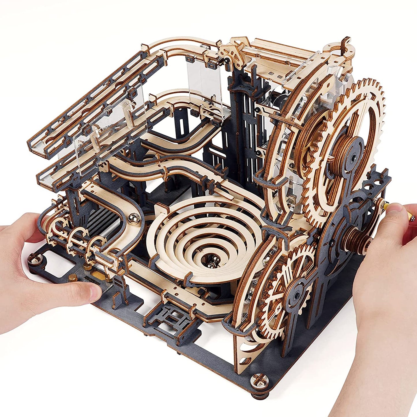 Robotime Rokr 5 Kinds Marble Run Set DIY Wooden Model Building Block Kits Assembly Toy Gift for Children Adult