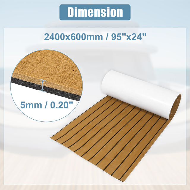 X Autohaux EVA Decking Sheet Mat Non-Slip Self-Adhesive for Boat Yacht Marine Deck Pad RV Car Trunk Flooring Carpet 2400x600x5mm